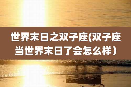 世界末日之双子座(双子座当世界末日了会怎么样)