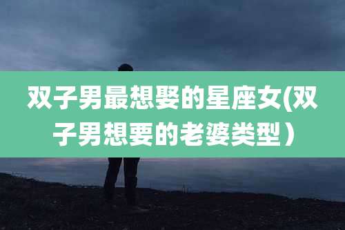 双子男最想娶的星座女(双子男想要的老婆类型)