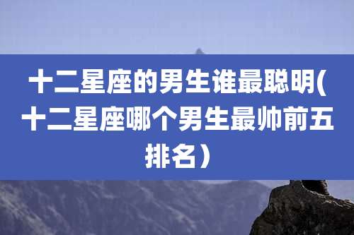 十二星座的男生谁最聪明(十二星座哪个男生最帅前五排名）