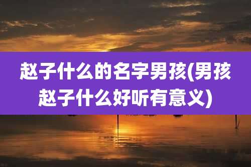 赵子什么的名字男孩(男孩赵子什么好听有意义)