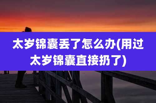 太岁锦囊丢了怎么办(用过太岁锦囊直接扔了)