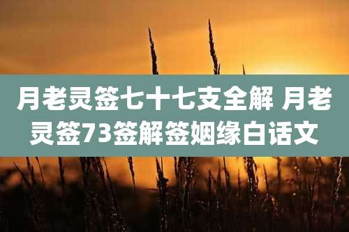 月老灵签七十七支全解 月老灵签73签解签姻缘白话文