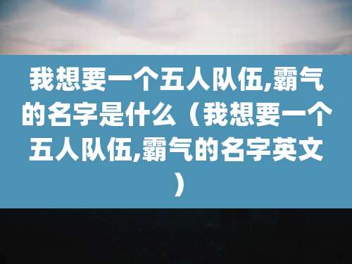 我想要一个五人队伍,霸气的名字是什么（我想要一个五人队伍,霸气的名字英文）