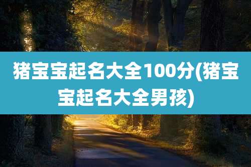 猪宝宝起名大全100分(猪宝宝起名大全男孩)
