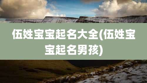 伍姓宝宝起名大全(伍姓宝宝起名男孩)