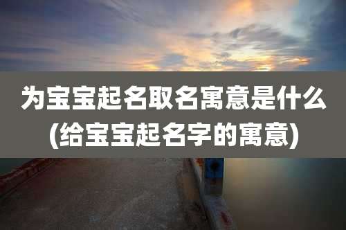 为宝宝起名取名寓意是什么(给宝宝起名字的寓意)