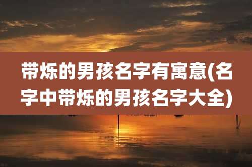带烁的男孩名字有寓意(名字中带烁的男孩名字大全)