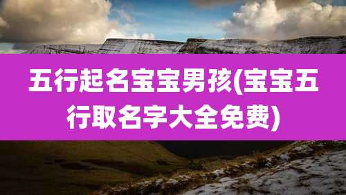 五行起名宝宝男孩(宝宝五行取名字大全免费)