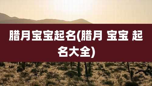 腊月宝宝起名(腊月 宝宝 起名大全)