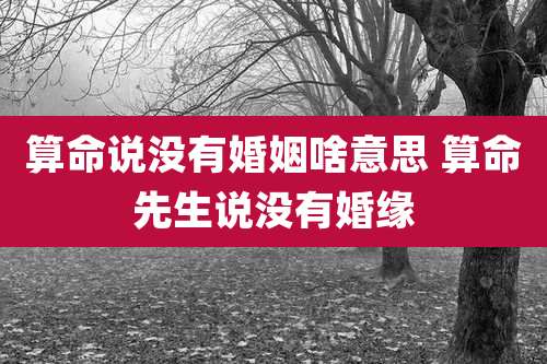 算命说没有婚姻啥意思 算命先生说没有婚缘