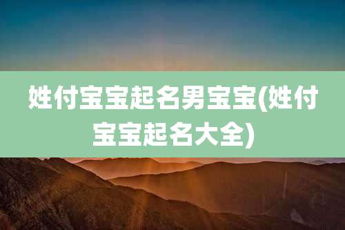 姓付宝宝起名男宝宝(姓付宝宝起名大全)