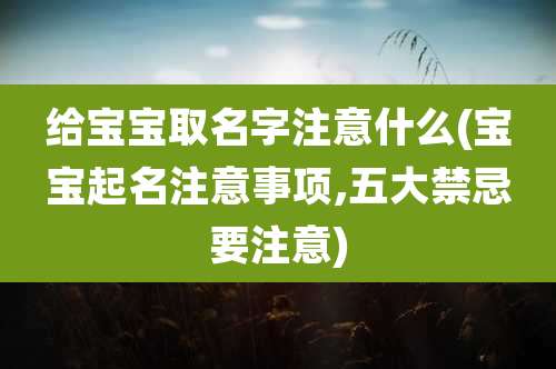 给宝宝取名字注意什么(宝宝起名注意事项,五大禁忌要注意)