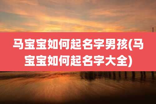 马宝宝如何起名字男孩(马宝宝如何起名字大全)