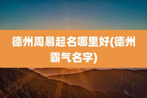 德州周易起名哪里好(德州霸气名字)