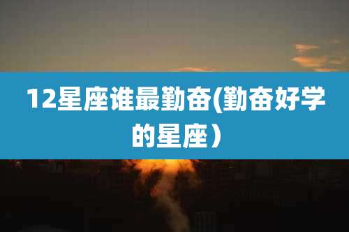 12星座谁最勤奋(勤奋好学的星座)