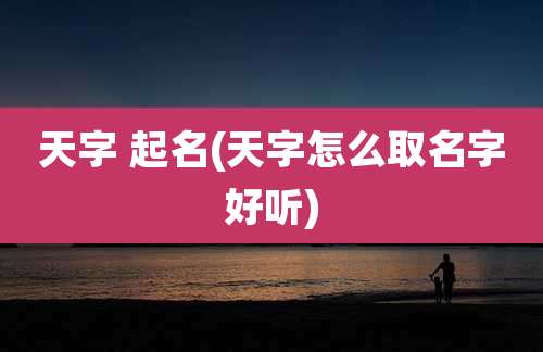 天字 起名(天字怎么取名字好听)