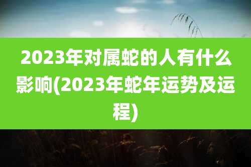 2023年对属蛇的人有什么影响(2023年蛇年运势及运程)