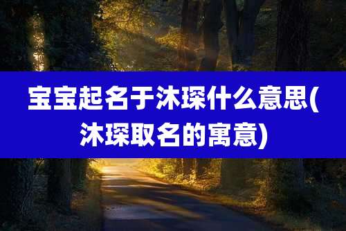 宝宝起名于沐琛什么意思(沐琛取名的寓意)