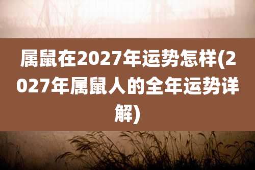 属鼠在2027年运势怎样(2027年属鼠人的全年运势详解)