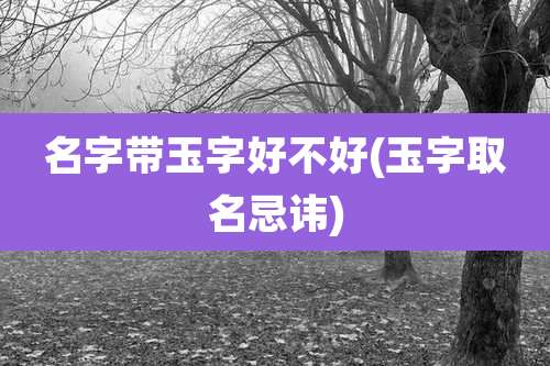 名字带玉字好不好(玉字取名忌讳)
