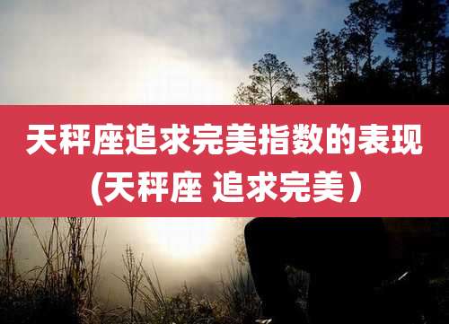 天秤座追求完美指数的表现(天秤座 追求完美)