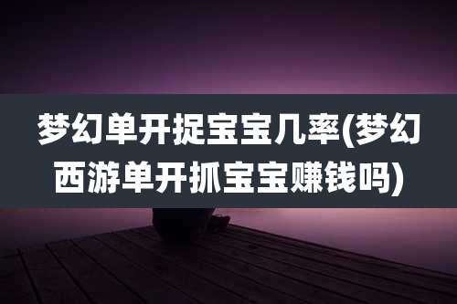 梦幻单开捉宝宝几率(梦幻西游单开抓宝宝赚钱吗)