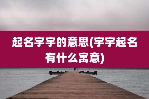 起名字宇的意思(宇字起名有什么寓意)