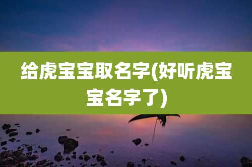 给虎宝宝取名字(好听虎宝宝名字了)