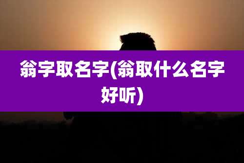 翁字取名字(翁取什么名字好听)