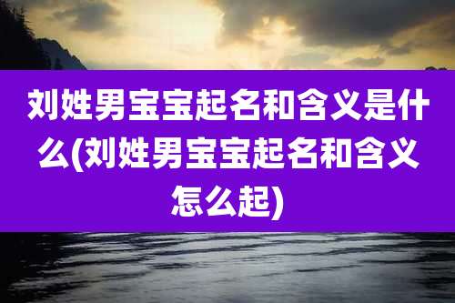 刘姓男宝宝起名和含义是什么(刘姓男宝宝起名和含义怎么起)