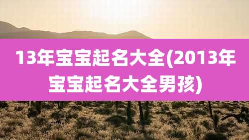 13年宝宝起名大全(2013年宝宝起名大全男孩)