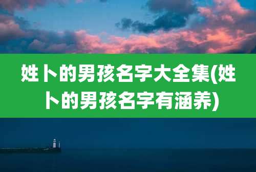 姓卜的男孩名字大全集(姓卜的男孩名字有涵养)