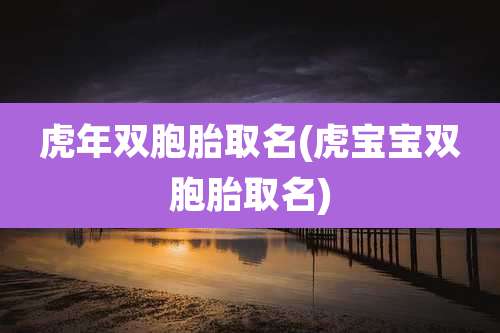 虎年双胞胎取名(虎宝宝双胞胎取名)