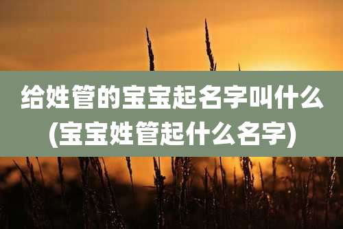 给姓管的宝宝起名字叫什么(宝宝姓管起什么名字)