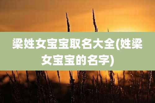 梁姓女宝宝取名大全(姓梁女宝宝的名字)