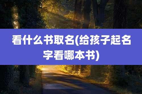 看什么书取名(给孩子起名字看哪本书)