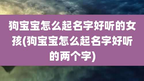 狗宝宝怎么起名字好听的女孩(狗宝宝怎么起名字好听的两个字)