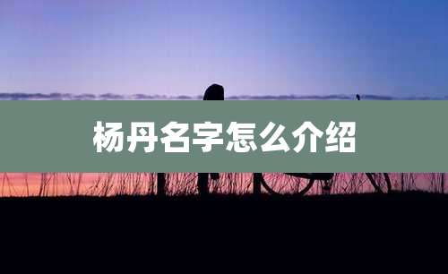 杨丹名字怎么介绍
