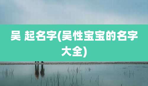 吴 起名字(吴性宝宝的名字大全)