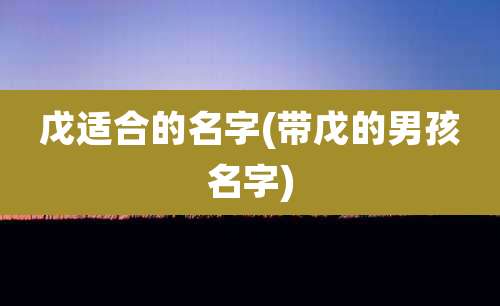 戊适合的名字(带戊的男孩名字)