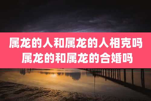 属龙的人和属龙的人相克吗 属龙的和属龙的合婚吗