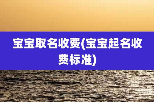 宝宝取名收费(宝宝起名收费标准)