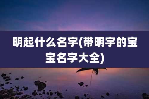 明起什么名字(带明字的宝宝名字大全)