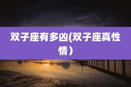 双子座有多凶(双子座真性情）