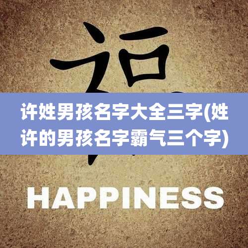 许姓男孩名字大全三字(姓许的男孩名字霸气三个字)