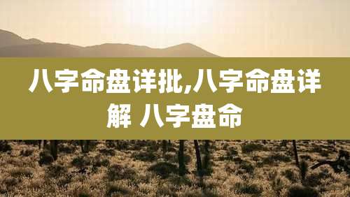 八字命盘详批,八字命盘详解 八字盘命