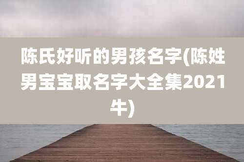 陈氏好听的男孩名字(陈姓男宝宝取名字大全集2021牛)