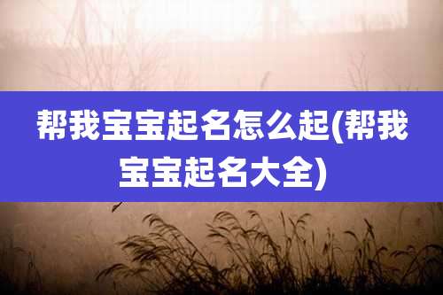 帮我宝宝起名怎么起(帮我宝宝起名大全)