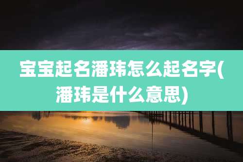 宝宝起名潘玮怎么起名字(潘玮是什么意思)