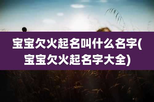 宝宝欠火起名叫什么名字(宝宝欠火起名字大全)